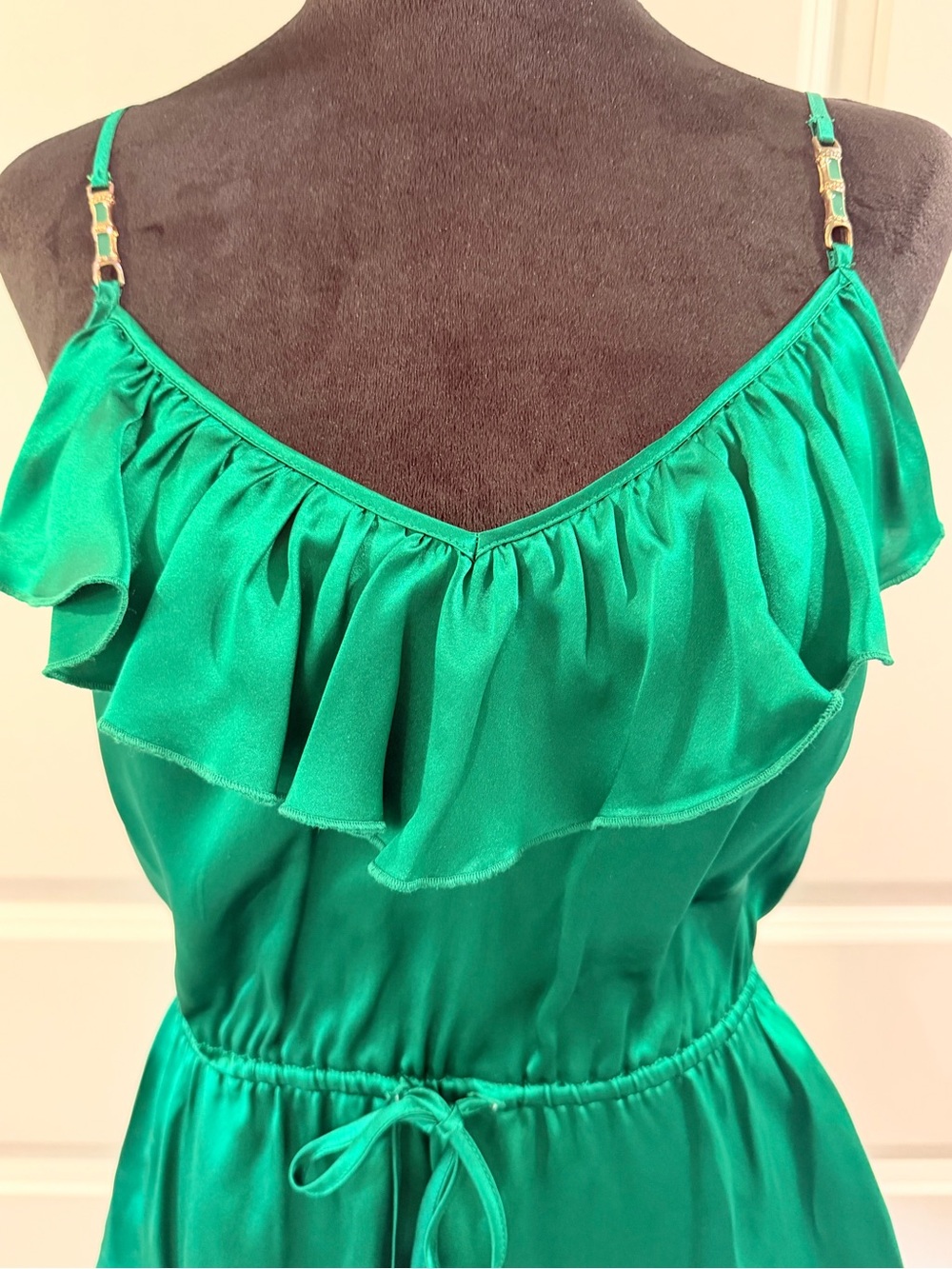 Trina Turk Emerald Green Ruffle-Cami Top Size Small